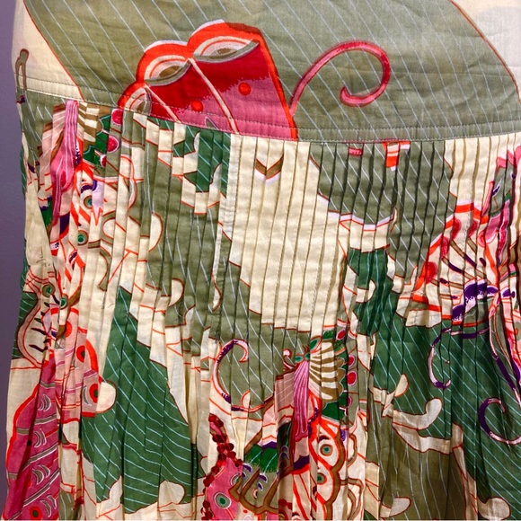 Max Studio Pleated Skirt Sz 8 Multicolor Floral Butterfly Print Beaded fairycore - Picture 4 of 9